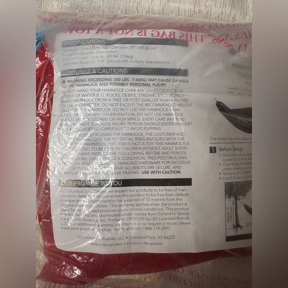 This image shows a red Columbia Mammoth Creek Hammock, - Picture 5 of 6